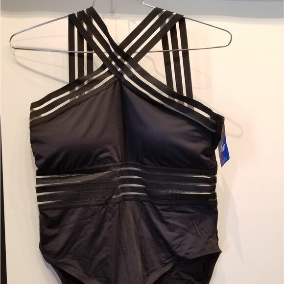 NEW Cross Front Black Swimsuit  Womens Sexy Bathing Suit Size 16 - Picture 3 of 12